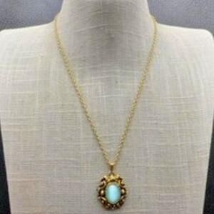 Sarah Coventry Gold Necklace with Blue Stone